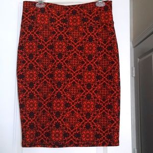 LuLaRoe Black/Orange Pencil Skirt